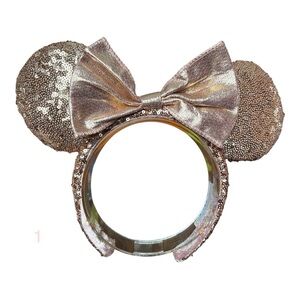 Disney Minnie Mouse Ears Headband Rose Gold Champagne Sequin Ears NWT 1